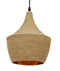 GLOBOSTAR® SHANGHAI ROPE 00916 Boho Κρεμαστό Φωτιστικό Οροφής με Ντουί 1 x E27 AC 220-240V IP20 - Μπεζ - Μ24 x Π24 x Υ30cm