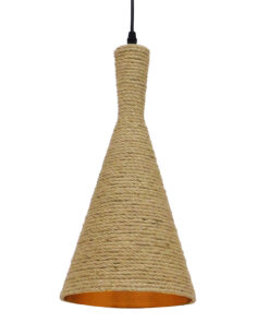 GLOBOSTAR® SHANGHAI 00918 Boho Κρεμαστό Φωτιστικό Οροφής με Ντουί 1 x E27 AC 220-240V IP20 - Μπεζ & Χρυσό - Μ19 x Π19 x Υ38cm