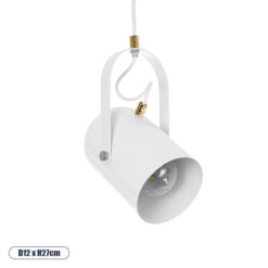 GLOBOSTAR® HAZEL 00924 Μοντέρνο Κρεμαστό Φωτιστικό Οροφής με Ντουί 1 x E27 AC 220-240V IP20 - Λευκό & Χρυσό - Μ12 x Π12 x Υ27cm