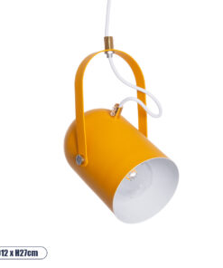 GLOBOSTAR® HAZEL 00926 Μοντέρνο Κρεμαστό Φωτιστικό Οροφής με Ντουί 1 x E27 AC 220-240V IP20 - Πορτοκαλί & Χρυσό - Μ12 x Π12 x Υ27cm