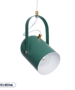 GLOBOSTAR® HAZEL 00928 Μοντέρνο Κρεμαστό Φωτιστικό Οροφής με Ντουί 1 x E27 AC 220-240V IP20 - Πράσινο & Χρυσό - Μ12 x Π12 x Υ27cm
