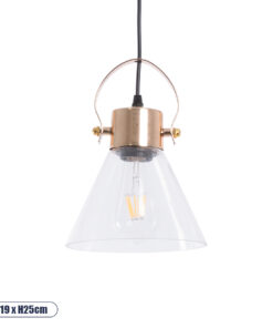GLOBOSTAR® JAVER 00935 Vintage Κρεμαστό Φωτιστικό Οροφής με Ντουί 1 x E27 AC 220-240V IP20 - Διάφανο & Ροζ Χρυσό - Μ19 x Π19 x Υ25cm