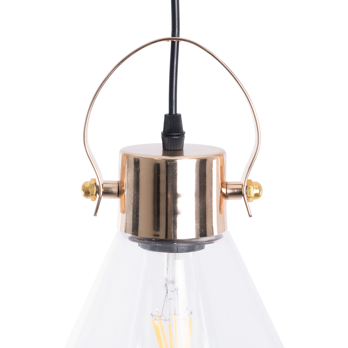 GLOBOSTAR® JAVER 00935 Vintage Κρεμαστό Φωτιστικό Οροφής με Ντουί 1 x E27 AC 220-240V IP20 - Διάφανο & Ροζ Χρυσό - Μ19 x Π19 x Υ25cm - Image 7