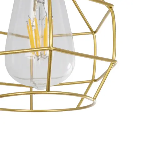 GLOBOSTAR® CAGE 00950 Vintage Κρεμαστό Φωτιστικό Οροφής με Ντουί 1 x E27 AC 220-240V IP20 - Χρυσό - Μ15 x Π15 x Y21cm - Image 7