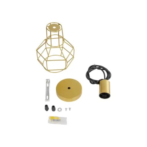 GLOBOSTAR® CAGE 00950 Vintage Κρεμαστό Φωτιστικό Οροφής με Ντουί 1 x E27 AC 220-240V IP20 - Χρυσό - Μ15 x Π15 x Y21cm - Image 9