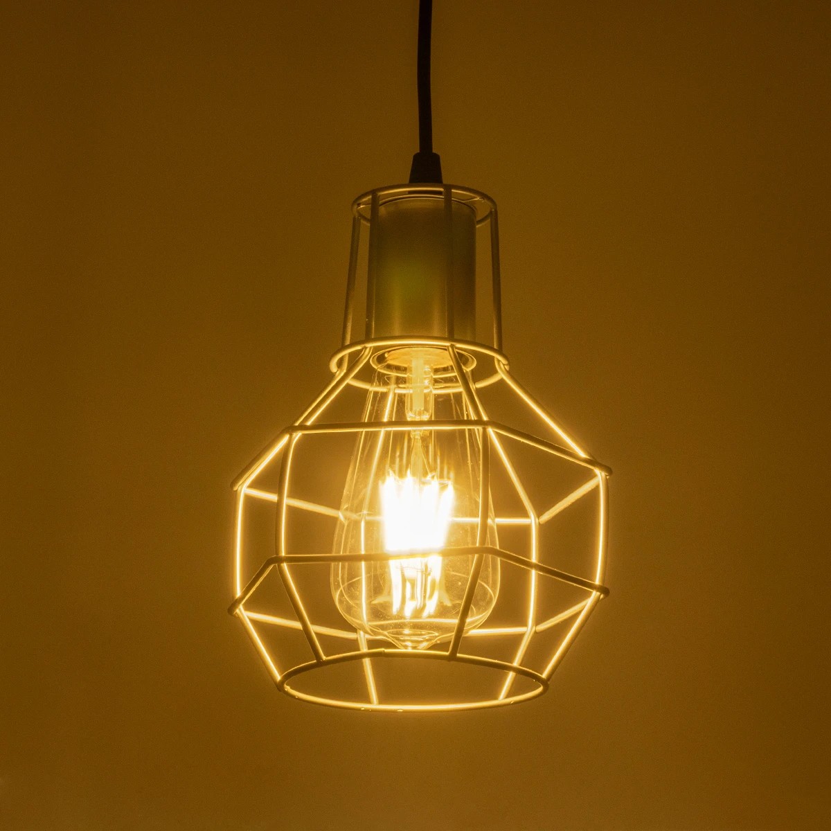 GLOBOSTAR® CAGE 00951 Vintage Κρεμαστό Φωτιστικό Οροφής με Ντουί 1 x E27 AC 220-240V IP20 - Ασημί - Μ15 x Π15 x Y21cm - Image 2