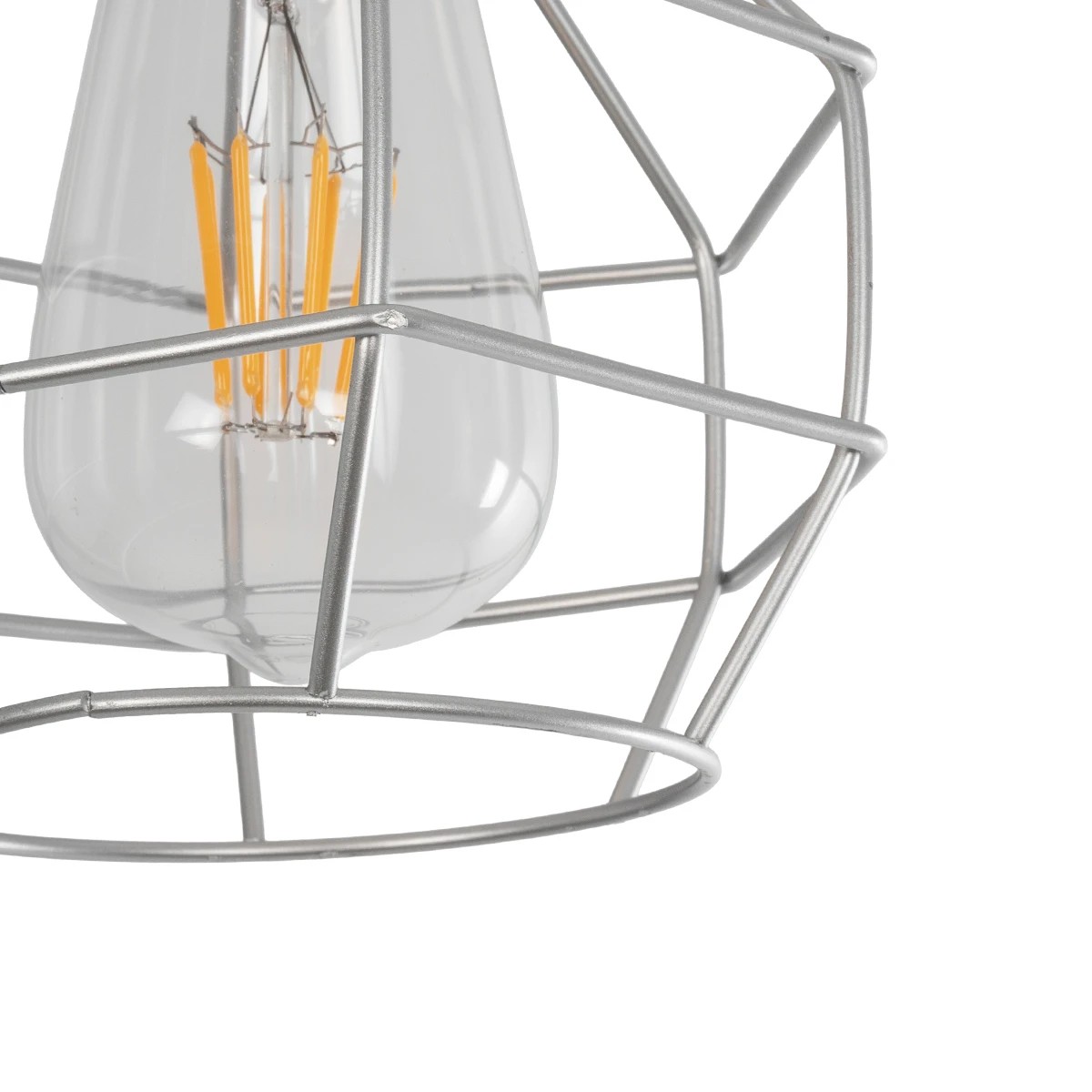 GLOBOSTAR® CAGE 00951 Vintage Κρεμαστό Φωτιστικό Οροφής με Ντουί 1 x E27 AC 220-240V IP20 - Ασημί - Μ15 x Π15 x Y21cm - Image 7