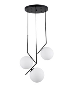 GLOBOSTAR® MONROE 00952 Μοντέρνο Κρεμαστό Φωτιστικό Οροφής με Ντουί 3 x E27 AC 220-240V IP20 - Μαύρο & Λευκό - Μ60 x Π60 x Υ50cm