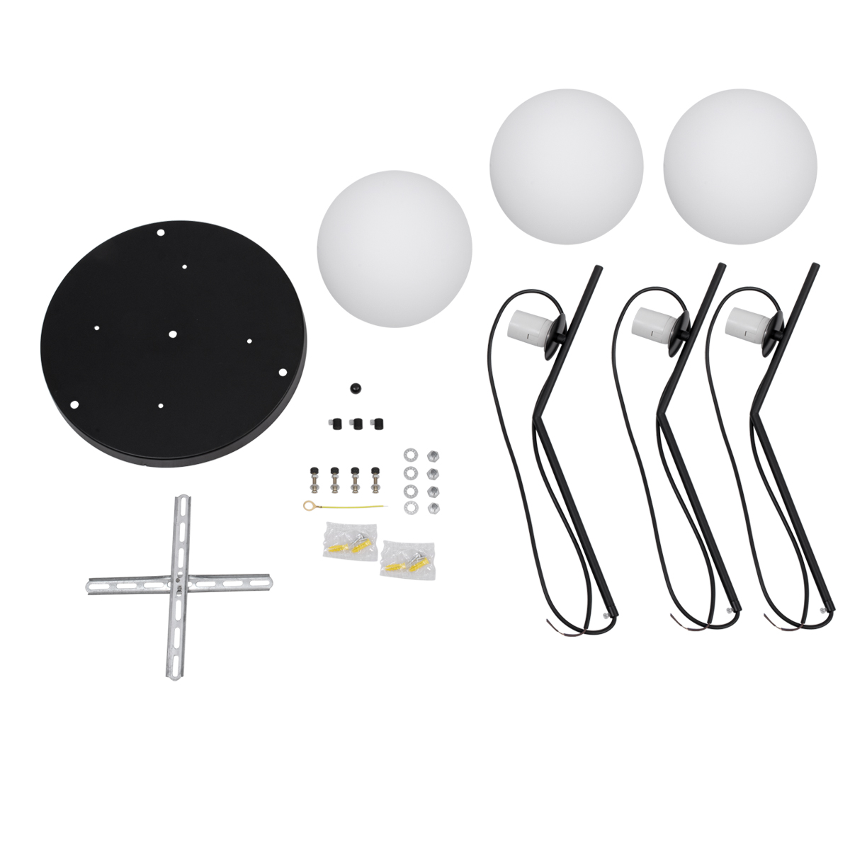 GLOBOSTAR® MONROE 00952 Μοντέρνο Κρεμαστό Φωτιστικό Οροφής με Ντουί 3 x E27 AC 220-240V IP20 - Μαύρο & Λευκό - Μ60 x Π60 x Υ50cm - Image 7