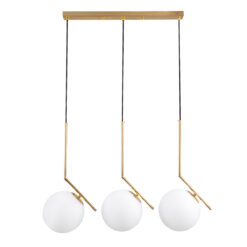 GLOBOSTAR® MONROE 00955 Μοντέρνο Κρεμαστό Φωτιστικό Οροφής με Ντουί 3 x E27 AC 220-240V IP20 - Χρυσό & Λευκό - Μ74 x Π25 x Υ50cm