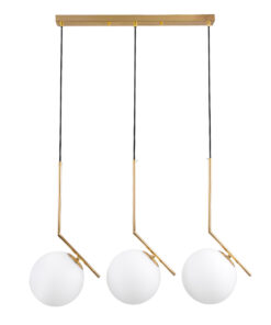 GLOBOSTAR® MONROE 00955 Μοντέρνο Κρεμαστό Φωτιστικό Οροφής με Ντουί 3 x E27 AC 220-240V IP20 - Χρυσό & Λευκό - Μ74 x Π25 x Υ50cm