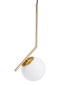 GLOBOSTAR® MONROE 00958 Μοντέρνο Κρεμαστό Φωτιστικό Οροφής με Ντουί 1 x E27 AC 220-240V IP20 - Χρυσό Πλατίνα & Λευκό - Μ15 x Π15 x Υ49cm