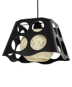 GLOBOSTAR® CARTER 00962 Μοντέρνο Κρεμαστό Φωτιστικό Οροφής με Ντουί 1 x E27 AC 220-240V IP20 - Μαύρο & Μπεζ - Μ28 x Π28 x Υ22cm