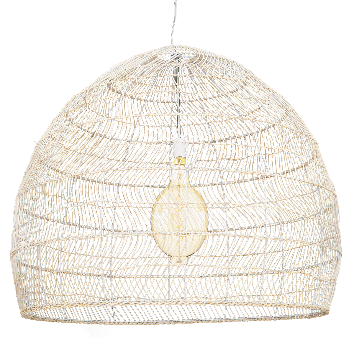 GLOBOSTAR® MALIBU 00965 Boho Κρεμαστό Φωτιστικό Οροφής με Ντουί 1 x E27 AC 220-240V IP20 - Μπεζ - Μ100 x Π100 x Y86cm