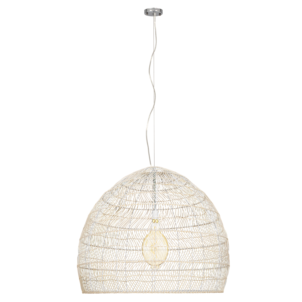 GLOBOSTAR® MALIBU 00965 Boho Κρεμαστό Φωτιστικό Οροφής με Ντουί 1 x E27 AC 220-240V IP20 - Μπεζ - Μ100 x Π100 x Y86cm - Image 3
