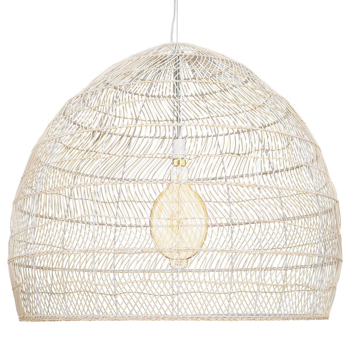 GLOBOSTAR® MALIBU 00965 Boho Κρεμαστό Φωτιστικό Οροφής με Ντουί 1 x E27 AC 220-240V IP20 - Μπεζ - Μ100 x Π100 x Y86cm - Image 4