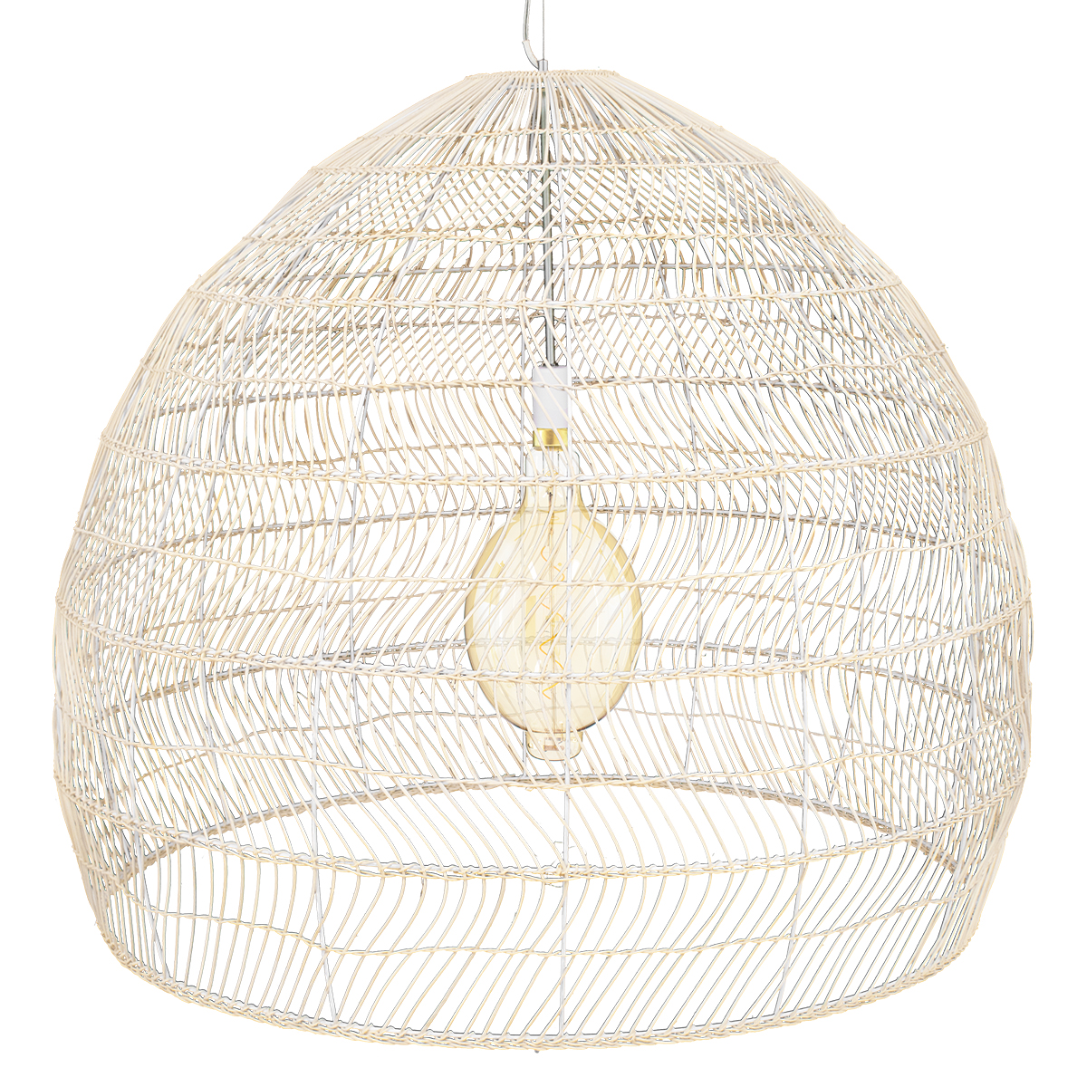 GLOBOSTAR® MALIBU 00965 Boho Κρεμαστό Φωτιστικό Οροφής με Ντουί 1 x E27 AC 220-240V IP20 - Μπεζ - Μ100 x Π100 x Y86cm - Image 5