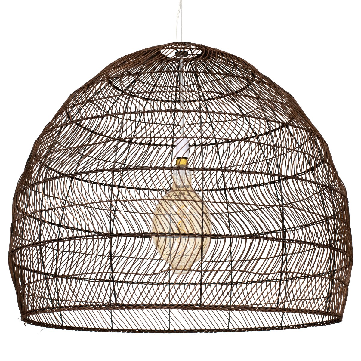GLOBOSTAR® MALIBU 00967 Boho Κρεμαστό Φωτιστικό Οροφής με Ντουί 1 x E27 AC 220-240V IP20 - Καφέ - Μ100 x Π100 x Y86cm