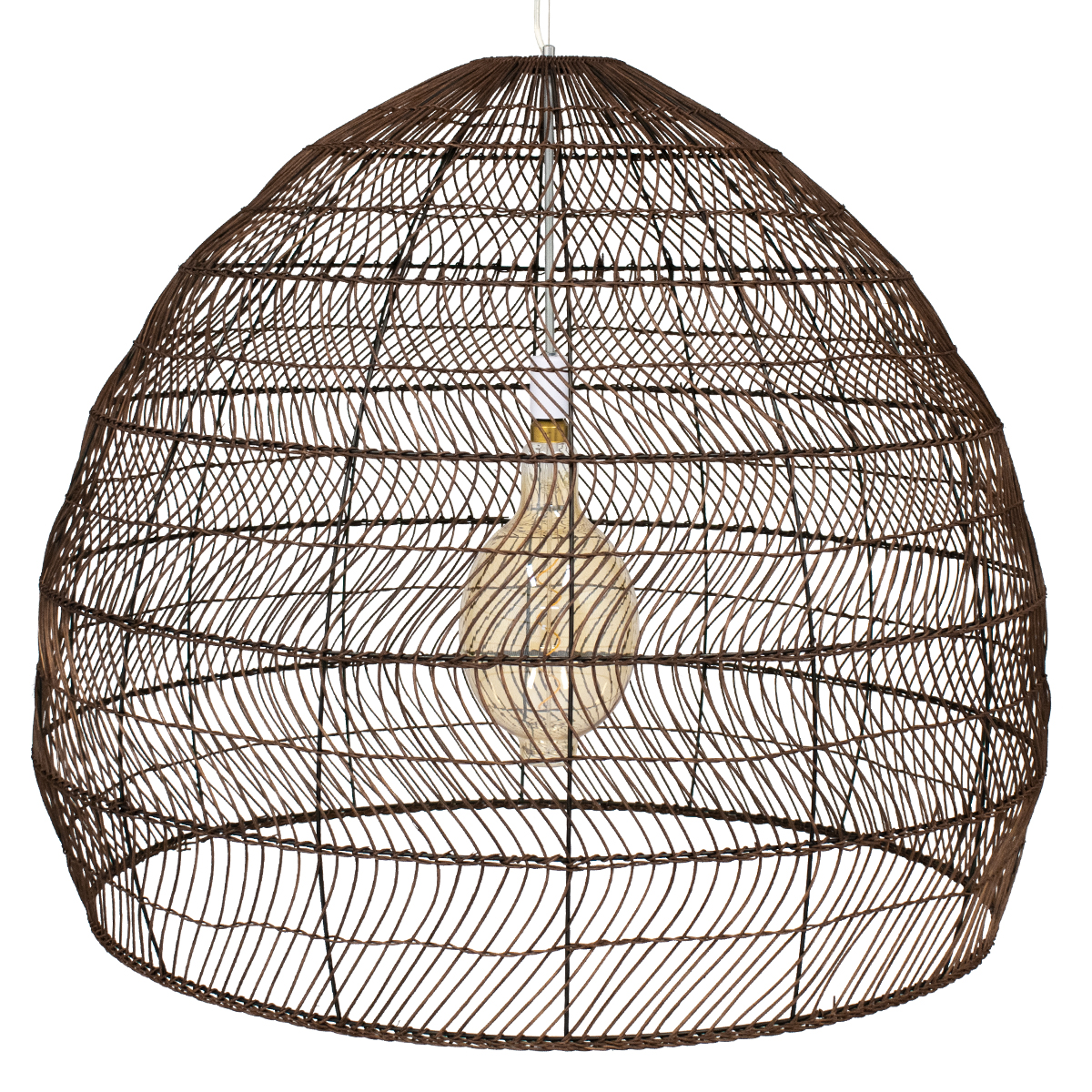 GLOBOSTAR® MALIBU 00967 Boho Κρεμαστό Φωτιστικό Οροφής με Ντουί 1 x E27 AC 220-240V IP20 - Καφέ - Μ100 x Π100 x Y86cm - Image 5