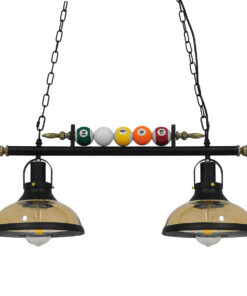 GLOBOSTAR® BILLIARD 00972 Vintage Κρεμαστό Φωτιστικό Οροφής με Ντουί 2 x E27 AC 220-240V IP20 - Mαύρο & Μελί - Μ71 x Π25 x Υ30cm