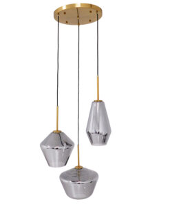 GLOBOSTAR® AMARIS 00976 Μοντέρνο Κρεμαστό Φωτιστικό Οροφής με Ντουί 3 x E27 AC 220-240V IP20 - Χρυσό & Ασημί - Μ50 x Π50 x Y30cm