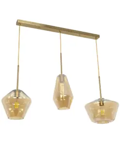 GLOBOSTAR® AMARIS 00977 Μοντέρνο Κρεμαστό Φωτιστικό Οροφής με Ντουί 3 x E27 AC 220-240V IP20 - Χρυσό & Μελί - Μ75 x Π30 x Υ30cm
