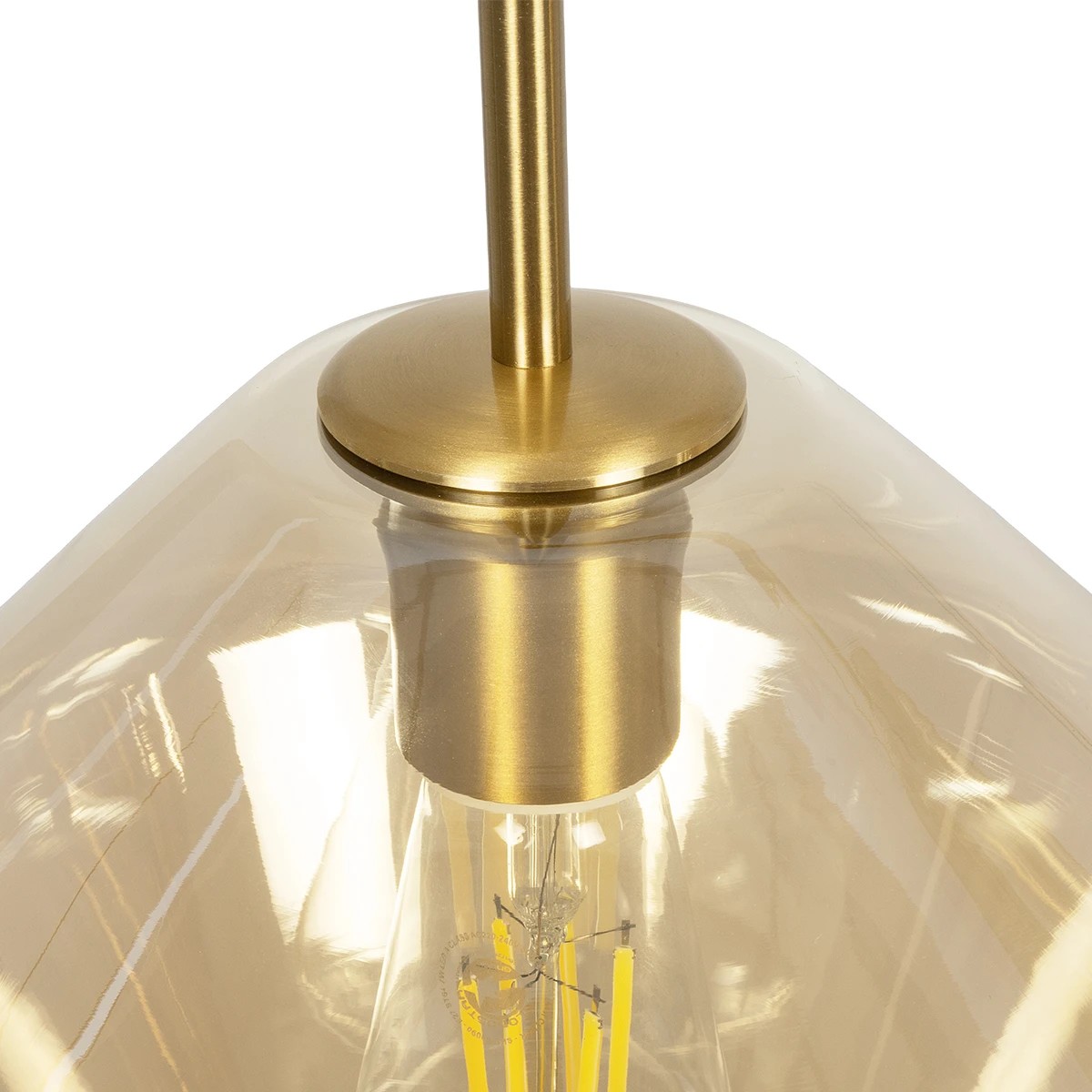 GLOBOSTAR® AMARIS 00977 Μοντέρνο Κρεμαστό Φωτιστικό Οροφής με Ντουί 3 x E27 AC 220-240V IP20 - Χρυσό & Μελί - Μ75 x Π30 x Υ30cm - Image 7