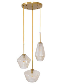 GLOBOSTAR® AMARIS 00978 Μοντέρνο Κρεμαστό Φωτιστικό Οροφής με Ντουί 3 x E27 AC 220-240V IP20 - Χρυσό Πλατίνα & Μελί - Μ50 x Π50 x Υ30cm