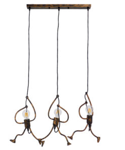 GLOBOSTAR® LITTLE MAN 00979 Μοντέρνο Κρεμαστό Φωτιστικό Οροφής με Ντουί 3 x E27 AC 220-240V IP20 - Χάλκινο - Μ70 x Π10 x Υ105cm
