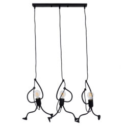 GLOBOSTAR® LITTLE MAN 00980 Μοντέρνο Κρεμαστό Φωτιστικό Οροφής με Ντουί 3 x E27 AC 220-240V IP20 - Μαύρο - Μ70 x Π10 x Υ105cm