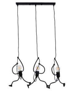 GLOBOSTAR® LITTLE MAN 00980 Μοντέρνο Κρεμαστό Φωτιστικό Οροφής με Ντουί 3 x E27 AC 220-240V IP20 - Μαύρο - Μ70 x Π10 x Υ105cm