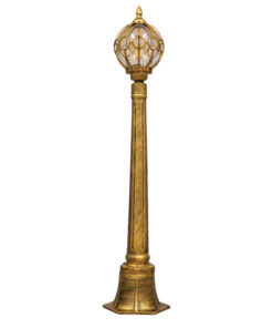 GloboStar® ETOILE 00985 Vintage Φωτιστικό Κολωνάκι Κήπου Μονόφωτο 1 x E27 Μπρονζέ Χρυσό Μεταλλικό Πλέγμα με Μελί Γυάλινη Μπάλα D18 x H102cm