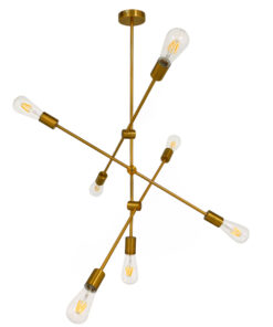 GLOBOSTAR® ESTHER 00993 Μοντέρνο Κρεμαστό Φωτιστικό Οροφής με Ντουί 7 x E27 AC 220-240V IP20 - Χρυσό - Μ75 x Π75 x Υ88cm