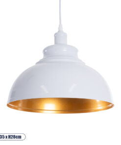 GLOBOSTAR® ANDY 00999 Μοντέρνο Κρεμαστό Φωτιστικό Οροφής με Ντουί 1 x E27 AC 220-240V IP20 - Λευκό & Χρυσό - Μ35 x Π35 x Υ28cm