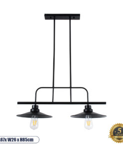 GLOBOSTAR® REGAL 01007 Vintage Φωτιστικό Οροφής με Ντουί 2 x E27 AC 220-240V IP20 - Μαύρο - Μ67 x Π26 x Υ85cm