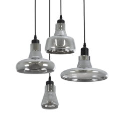 GLOBOSTAR® FEMINE 01011 Μοντέρνο Κρεμαστό Φωτιστικό Οροφής με Ντουί 4 x E27 AC 220-240V IP20 - Γκρι & Μαύρο - Μ70 x Π70 x Y24.5cm - Σετ 4 Τεμαχίων
