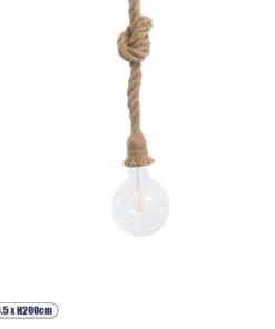 GLOBOSTAR® ROPE 01018 Boho Κρεμαστό Φωτιστικό Οροφής με Ντουί 1 x E27 AC 220-240V IP20 - Μπεζ - Μ3.5 x Π3.5 x Υ200cm