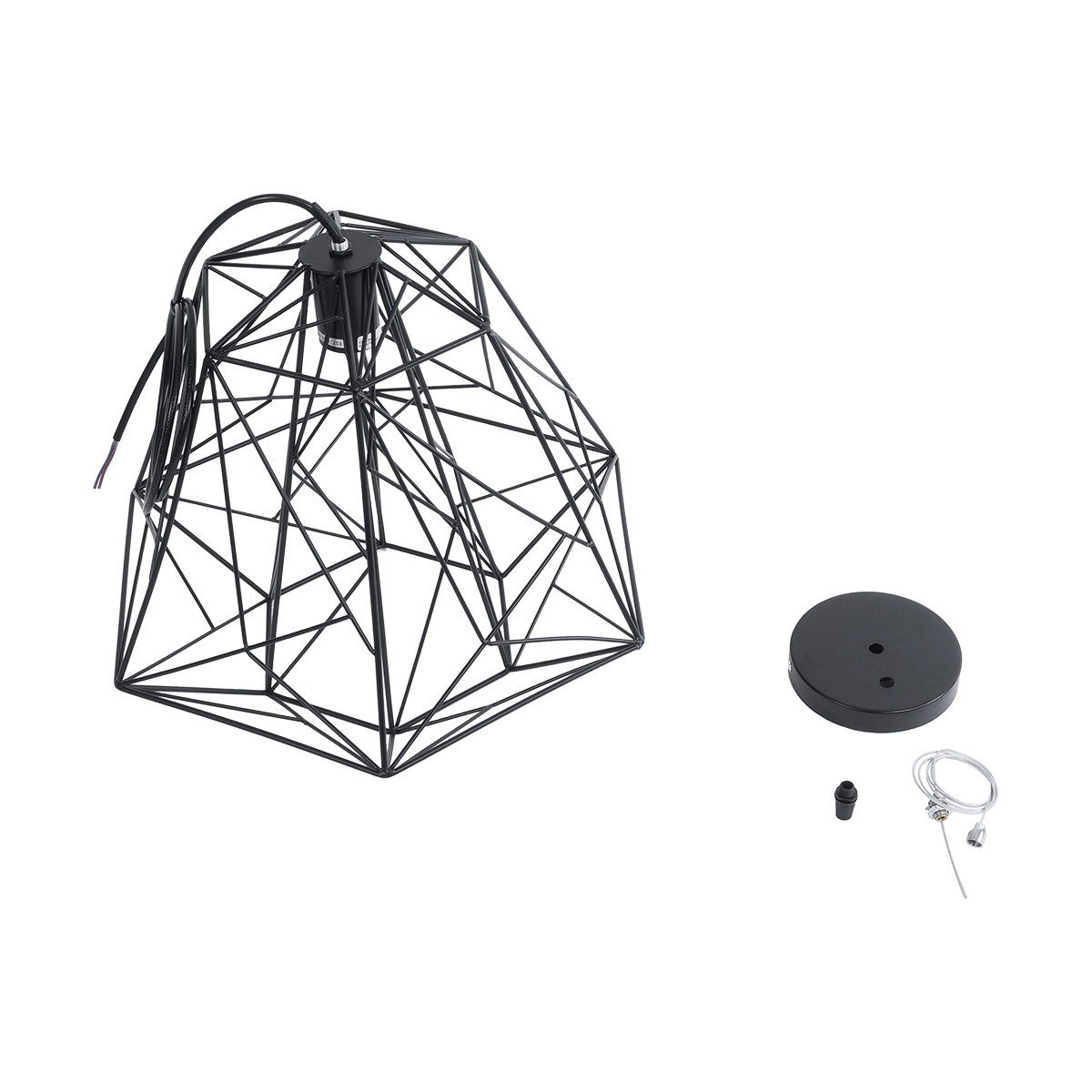 GLOBOSTAR® GRID 01022 Vintage Κρεμαστό Φωτιστικό Οροφής με Ντουί 1 x E27 AC 220-240V IP20 - Μαύρο - Μ40 x Π40 x Υ33cm - Image 11