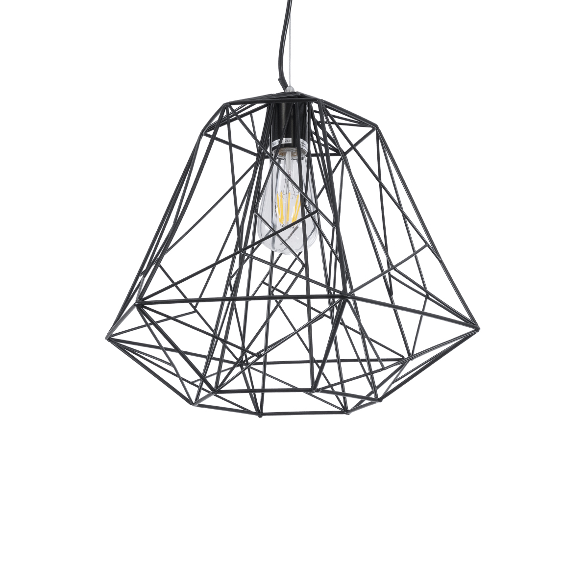 GLOBOSTAR® GRID 01022 Vintage Κρεμαστό Φωτιστικό Οροφής με Ντουί 1 x E27 AC 220-240V IP20 - Μαύρο - Μ40 x Π40 x Υ33cm - Image 2