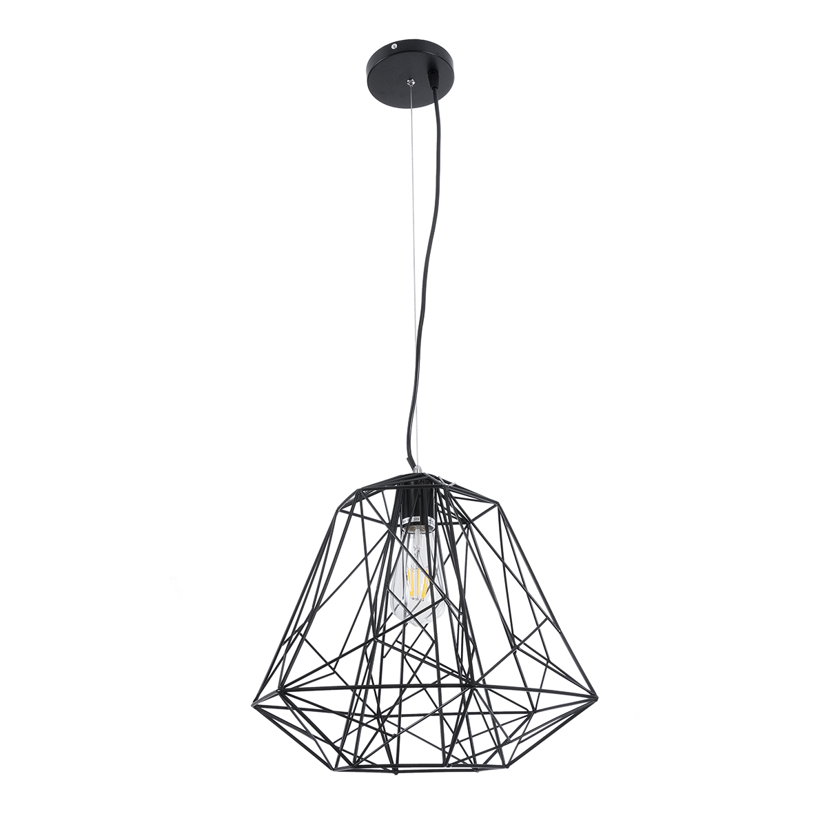 GLOBOSTAR® GRID 01022 Vintage Κρεμαστό Φωτιστικό Οροφής με Ντουί 1 x E27 AC 220-240V IP20 - Μαύρο - Μ40 x Π40 x Υ33cm - Image 4