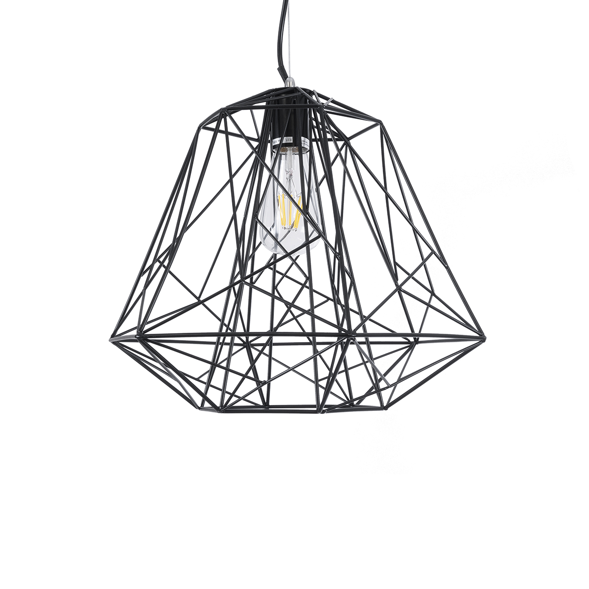 GLOBOSTAR® GRID 01022 Vintage Κρεμαστό Φωτιστικό Οροφής με Ντουί 1 x E27 AC 220-240V IP20 - Μαύρο - Μ40 x Π40 x Υ33cm - Image 5