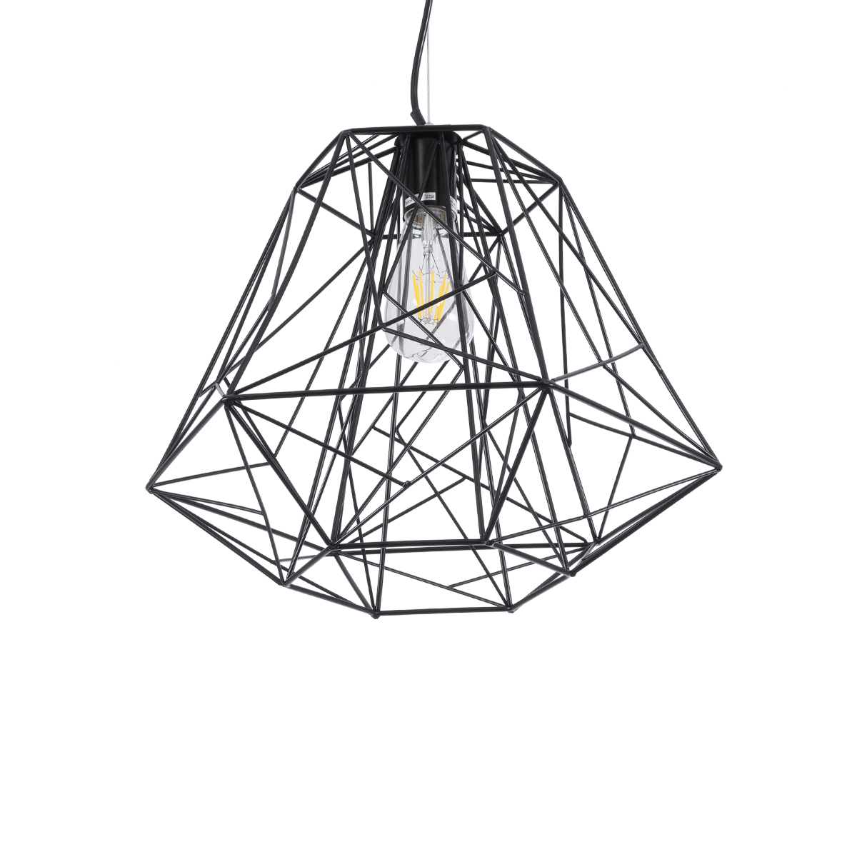 GLOBOSTAR® GRID 01022 Vintage Κρεμαστό Φωτιστικό Οροφής με Ντουί 1 x E27 AC 220-240V IP20 - Μαύρο - Μ40 x Π40 x Υ33cm - Image 6