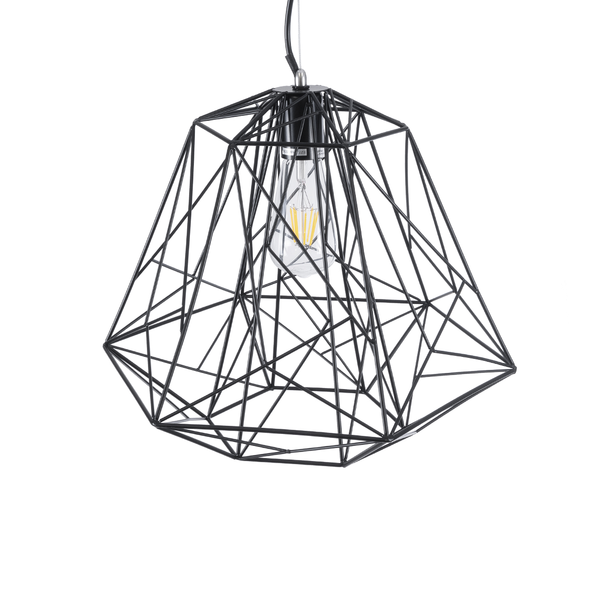 GLOBOSTAR® GRID 01022 Vintage Κρεμαστό Φωτιστικό Οροφής με Ντουί 1 x E27 AC 220-240V IP20 - Μαύρο - Μ40 x Π40 x Υ33cm - Image 7