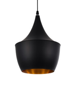 GLOBOSTAR® SHANGHAI 01025-A Μοντέρνο Κρεμαστό Φωτιστικό Οροφής με Ντουί 1 x E27 AC 220-240V IP20 - Μαύρο & Χρυσό - Μ24 x Π24 x Υ30cm