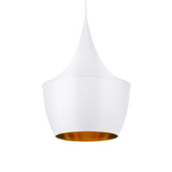 GLOBOSTAR® SHANGHAI 01026-A Μοντέρνο Κρεμαστό Φωτιστικό Οροφής με Ντουί 1 x E27 AC 220-240V IP20 - Λευκό & Χρυσό - Μ24 x Π24 x Υ30cm