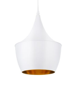 GLOBOSTAR® SHANGHAI 01026-A Μοντέρνο Κρεμαστό Φωτιστικό Οροφής με Ντουί 1 x E27 AC 220-240V IP20 - Λευκό & Χρυσό - Μ24 x Π24 x Υ30cm