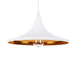 GLOBOSTAR® SHANGHAI 01026-B Μοντέρνο Κρεμαστό Φωτιστικό Οροφής με Ντουί 1 x E27 AC 220-240V IP20 - Λευκό & Χρυσό - Μ37 x Π37 x Υ17cm