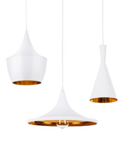 GLOBOSTAR® SHANGHAI 01026 Μοντέρνο Κρεμαστό Φωτιστικό Οροφής με Ντουί 3 x E27 AC 220-240V IP20 - Λευκό & Χρυσό - Μ79.5 x Π79.5 x Υ38cm - Σετ 3 Τεμαχίων