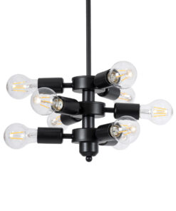 GLOBOSTAR® DELIR 01035 Μοντέρνο Φωτιστικό Οροφής με Ντουί 9 x E27 AC 220-240V IP20 - Μαύρο - Μ24 x Π24 x Υ23cm