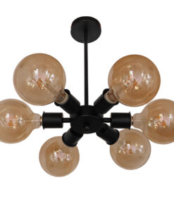GLOBOSTAR® CONFOR 01036 Μοντέρνο Φωτιστικό Οροφής με Ντουί 6 x E27 AC 220-240V IP20 - Μαύρο - Μ24 x Π24 x Υ8cm